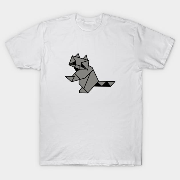 Origami Raccoon T-Shirt by Numerica